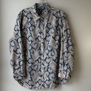 Chaps Women's Button Up Shirt 2X Multicolor Paisley Church Office Casual